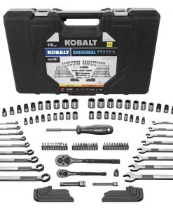 Deals 🧨 Kobalt Mechanics Tool Sets Universal 115-Piece Standard (SAE) and Metric Combination Matte Mechanics Tool Set (1/4-in; 3/8-in) 🎉