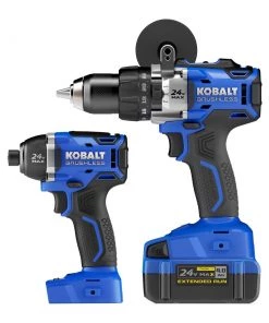 Buy 👏 Kobalt Power Tool Combo Kits 2-Tool 24-Volt Max Brushless Power Tool Combo Kit with Soft Case (1-Battery Included and Charger Included) 🔥
