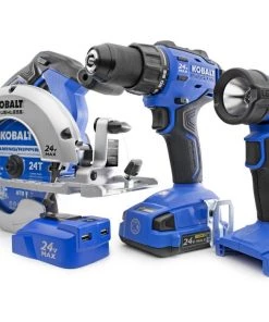 Best deal 💯 Kobalt Power Tool Combo Kits 4-Tool 24-Volt Max Brushless Power Tool Combo Kit Case (1-Battery Included and Charger Included) 👏