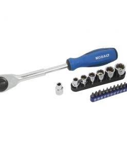 New 🔥 Kobalt Mechanics Tool Sets 20-Piece Standard (SAE) and Metric Combination Polished Chrome Mechanics Tool Set (3/8-in) 🌟