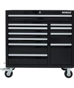 Hot Sale 🔥 Kobalt Bottom Tool Cabinets 3000 Series 41-in W x 41-in H 11-Drawer Steel Rolling Tool Cabinet (Black) 🤩