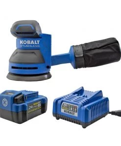 Best deal 🎁 Kobalt Power Sanders 24-Volt Brushless Cordless Random Orbital Sander with Bag (Battery Included) 👍