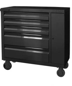 Discount ❤️ Kobalt Bottom Tool Cabinets 3000 Series 41-in W x 41-in H 5-Drawer Stainless Steel Rolling Tool Cabinet (Black) 👍 -Kobalt Sales Shop 08703972