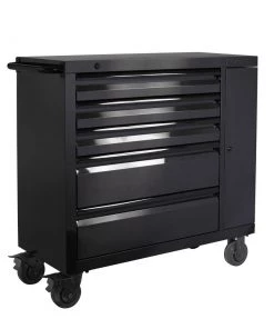 Discount ❤️ Kobalt Bottom Tool Cabinets 3000 Series 41-in W x 41-in H 5-Drawer Stainless Steel Rolling Tool Cabinet (Black) 👍 -Kobalt Sales Shop 08703976