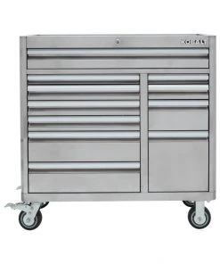New 🤩 Kobalt Bottom Tool Cabinets 3000 Series 41-in W x 41-in H 11-Drawer Stainless Steel Rolling Tool Cabinet (Stainless Steel) 👏