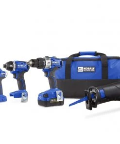 Buy 🌟 Kobalt Power Tool Combo Kits 4-Tool 24-Volt Max Brushless Power Tool Combo Kit with Soft Case (1-Battery Included and Charger Included) 🔥