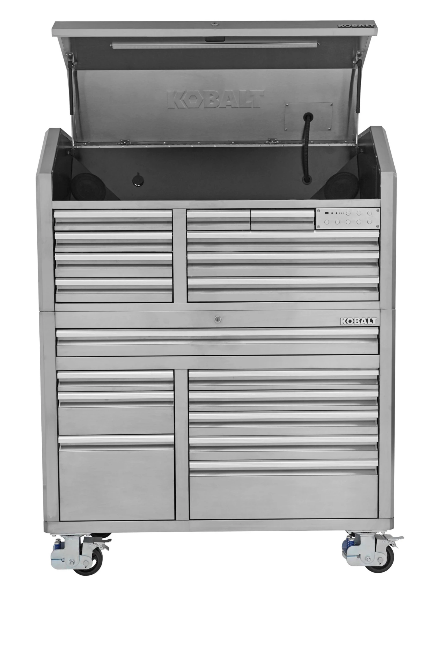 Wholesale π€© Kobalt Bottom Tool Cabinets 3000 Series 53-in W x 68.7-in H 18-Drawer Stainless Steel Rolling Tool Cabinet (Stainless Steel) β¨ 2 Wholesale π€© Kobalt Bottom Tool Cabinets 3000 Series 53-in W x 68.7-in H 18-Drawer Stainless Steel Rolling Tool Cabinet (Stainless Steel) β¨ - Image 2