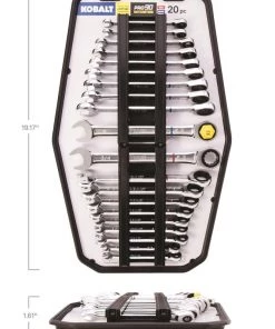 Deals 😀 Kobalt Ratchet Wrenches & Sets In Tray with Removable Rails 20-Piece Set 12-Point Standard (SAE) and Metric Combination Ratchet Wrench Set 🌟 -Kobalt Sales Shop 42336145