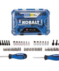 Promo ❤️ Kobalt Mechanics Tool Sets 65-Piece Standard (SAE) and Metric Combination Polished Chrome Mechanics Tool Set 💯