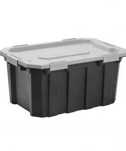 Budget 🔥 Kobalt Plastic Storage Totes X-large 24-Gallon (96-Quart) Grey Heavy Duty Tote with Latching Lid ✔️