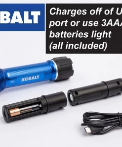 New ⭐ Kobalt Flashlights 350-Lumen LED Rechargeable Flashlight 🌟 -Kobalt Sales Shop 45365867 scaled